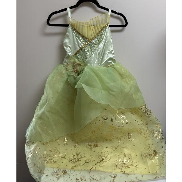Disney Other - Disney Princess Tiana Girls Costume Dress Size 9/10 Green Yellow Gold Sequins
